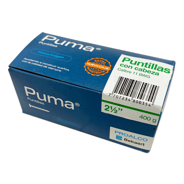 Puntilla con cabeza PUMA 2 1/2 Caja X 50 Cajetillas de 400g
