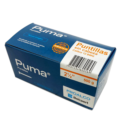 Puntilla Sin cabeza 2 1/2 Caja X 50 Cajetillas de 25Kg