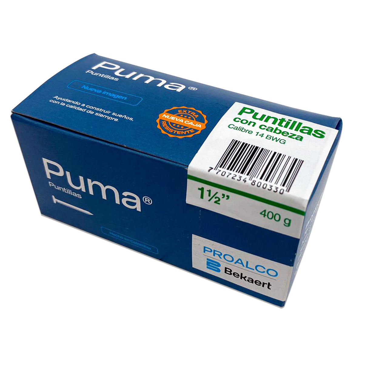 Puntilla Con cabeza PUMA 1 1/2 Caja X 50 Cajetillas de 400 g